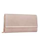 SIX „Party“ hübsche Clutch, Pochette in Nude mit roségoldener Leiste & Kettenriemen (427-630)