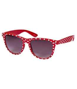 SIX „Trend“ Retro Sonnenbrille in klassischem Rot mit weißen Polkadots (341-633)