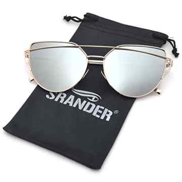SRANDER Damen Mode Polarisierte Katzenauge Sonnenbrille UV400 reflektierenden verspiegelte Linse