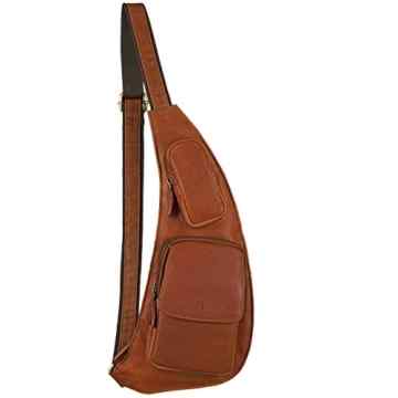 STILORD ‚Adrian‘ Brusttasche Leder braun kleiner Rucksack Umhängetasche Schultertasche Reise Kamera Trekking Damen Herren Vintage Echtleder cognac braun