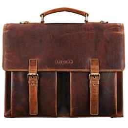 STILORD ‚Constantin‘ Vintage Aktentasche Leder Braun Businesstasche Bürotasche Ordnertasche Arbeitstasche echtes Rindsleder Kara – Braun