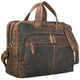 STILORD ‚Lias‘ Umhängetasche Leder groß braun Herren 15,6 Zoll Laptoptasche Arbeit Büro Lehrer Uni Vintage Rindsleder mittelbraun