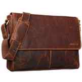 STILORD ‚Oskar‘ Vintage Messenger Bag Leder Umhängetasche Schultertasche Uni Bürotasche Laptoptasche Echtleder kara – braun