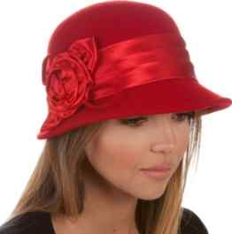 Sakkas Womens Vintage Style 100% Wolle Cloche Bucket Wintermütze mit Satin Blume Accent (6 Farben)
