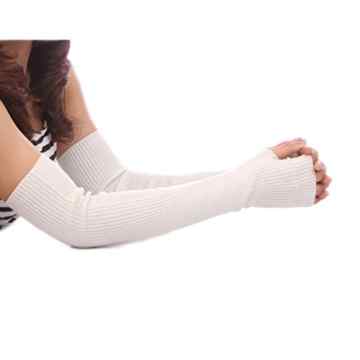 Samgoo 40cm Mode Damen vertikalen Streifen fingerlose Armstulpen Feinstrick lang Puls wärmer Handwärmer Stulpen Winterhandschuhe