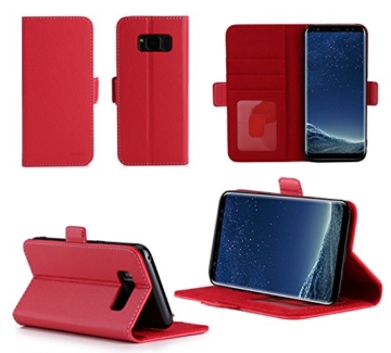 Samsung Galaxy S8 2017 4G Hülle Brieftasche Leder rot Cover mit Kartenfach – Zubehör Etui Portfolio smartphone S8 2017 Case Schutzhülle (Handy Wallet tasche folio PU Leder, Red) – XEPTIO accessoires