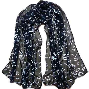 Sannysis Frauen Lady Musical Note Chiffon Halstuch Schal Schalldämpfer Schals