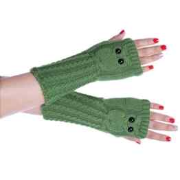 Sannysis Owl Fingerless Winter-lange Handschuhe Gestrickte Arm weiche warme Fäustling