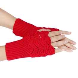 Sannysis Warmer Winter kurzer Punkt Knitting Halbfingerlose Handschuhe