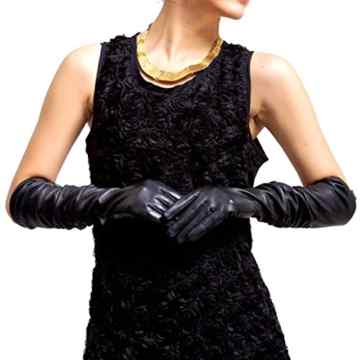Sasairy Damen Sexy PU Leder Lange Handschuhe Taktil Wet Look Clubwear Schwarz Handschuhe Länge 50cm