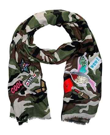 Schal mit Stickern bestickt – Herz Anker Rose Applikationen Patches Sticker Stickers Blogger Stick Patch Stickerei