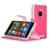 Schutzcover für Nokia Lumia 830 Cover Schutztasche Tasche Schutzhülle Case Bumper Flip case Etui Accessoire Multifunktion Kunstleder Leder-Optik Pink