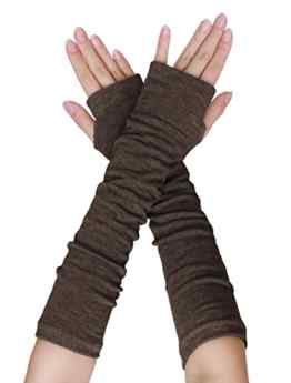 Schwarz Gestrickt Acryl Fingerlose Lange Handschuhe Handstulpen Paar