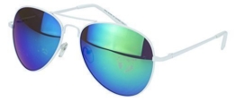 Sense42 verspiegelte Pilotenbrille White Edition mit weißen Rahmen, in verschiedenen Faben mit flexiblen Federscharnier Bügel im Brillenbeutel, Fliegerbrille Sonnenbrille Aviator Brille