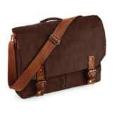 Shirtstown Vintage Canvas Satchel Messenger, Schultasche, Umhängetasche, Schultertasche Schokobraun