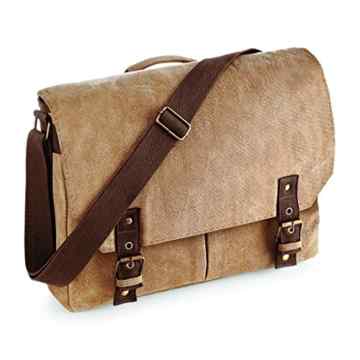 Shirtstown Vintage Canvas Satchel Messenger, Schultasche, Umhängetasche, Schultertasche sahara