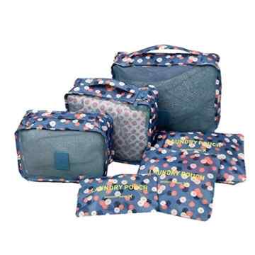 Shopper Joy Reisegepäck Organizer Taschen Kofferorganizer 6-er Sets – Blaue Blümchen