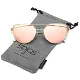 SojoS Cateye Metall Rand Damen Sonnebrille Fashion Mirrored Metal Frame Women Sunglasses SJ1001