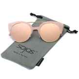 SojoS Klassische Retro Halb Metall Rahmen Cateye Sonnenbrille Damen SJ2035