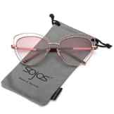 SojoS Mode Frauen Damen Doppel Draht Doppel mit Rand UV400 Katzenaugen Sonnenbrille SJ1047