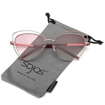 SojoS Mode Frauen Damen Doppel Draht Doppel mit Rand UV400 Katzenaugen Sonnenbrille SJ1047