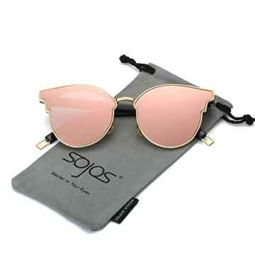 SojoS Schick Klassische Retro Metallbrücken Runde Verspiegelt Sonnenbrille für Herren und Damen SJ1055