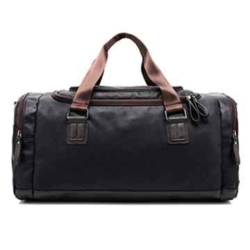 Sporttasche,Foxom Retro Herren PU-Leder Reisetasche Sporttasche Schultertasche Reisegepäck Freizeittasche Groß Handgepäck Tasche