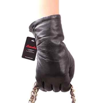 Sumolux Winter neuste Damen Lederhandschuhe aus weichem Lammleder in Schwartz -Ideales Weihnachtsgeschenk-