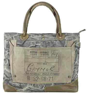 Sunsa Damen Vintage Canvas Shopper Schultertasche 50x35x9 cm