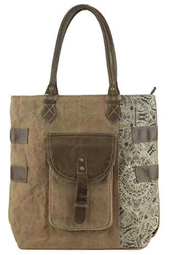 Sunsa Damen Vintage Tasche Canvastasche Shopper Schultertasche 43x40x13cm