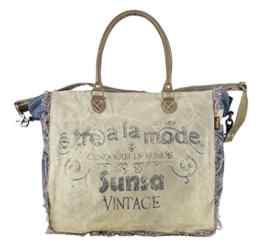 Sunsa Damen Vintage Tasche Shopper Handtasche Schultertasche Umhängetasche aus Canvas / Segeltuch