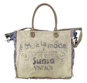 Sunsa Damen Vintage Tasche Shopper Handtasche Schultertasche Umhängetasche aus Canvas / Segeltuch