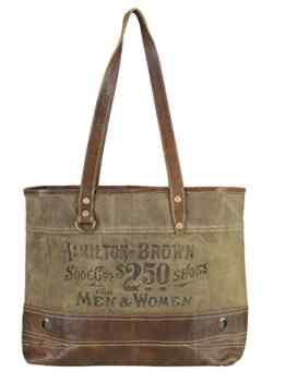 Sunsa Damen Vintage Tasche Shopper Schultertasche Handtasche aus Canvas / Segeltuch mit Leder