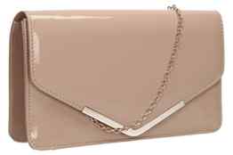 SwankySwans Damen Clutch Paris, Lackleder, Briefumschlagdesign, Nude