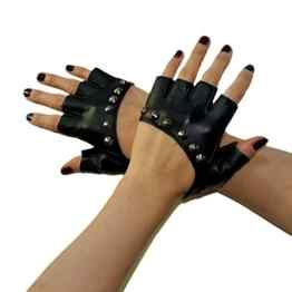 TININNA Winter Punk Gothic Nieten Pu-leder Fingerlose Handschuhe Nietenhandschuhe Damen