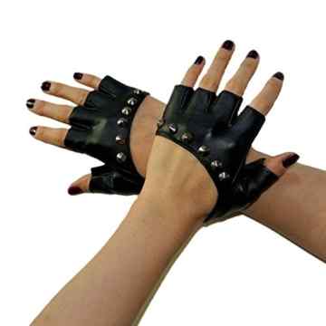 TININNA Winter Punk Gothic Nieten Pu-leder Fingerlose Handschuhe Nietenhandschuhe Damen