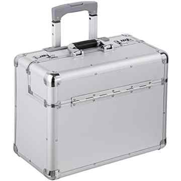 TecTake® Pilotenkoffer 47x39x25 cm Handgepäck Businesskoffer Aktenkoffer Koffer Trolley silber mit Rollen