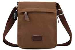 Tibes Kleine Vintage Canvas Messenger Bag Mini Ipad Umhängetasche Wandern Reisen Crossbody Beutel für Männer / Jungen