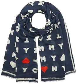 Tommy Hilfiger Damen Halstuch Nyc Scarf, Blau (Tommy Navy/Oatmeal/Fiery Red 901), One size (Herstellergröße: OS)