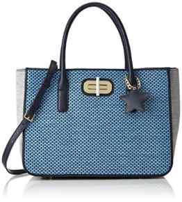 Tommy Hilfiger Damen Turn Lock Satchel Tornistertasche, Mehrfarbig (Woven Raffia Mix), 14x26x36 cm