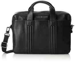 Tommy Hilfiger Herren Business Leather Computer Bag Laptop Tasche, Schwarz (Black), 8x29x41 cm