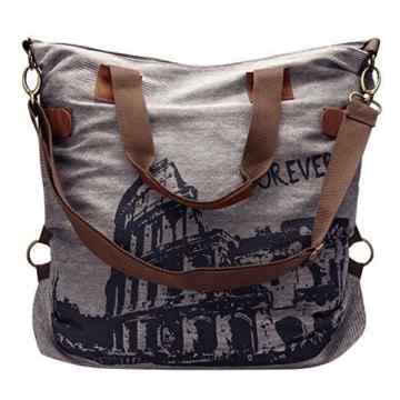 Très Chic Mailanda Canvas Shopper Schultertasche XXL Henkeltasche mit Colosseum 55x41x17cm