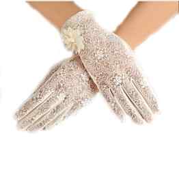 URSFUR Damen Schöne Hochwertige Spitze Sommer Sonnenschutz Handschuhe Netzhandschuhe spitzenhandschuhe Brauthandtuche