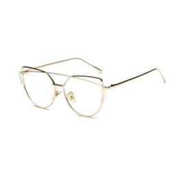 Ularma Class Retro Katzenaugen Brille mit Fensterglas Metallgestell Brillenfassung Dekobrillen