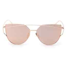 Ularma Damen Twin-Träger Vintage Classic Metallrahmen Sonnenbrille Katzenaugen Brille Reflektierenden Spiegel