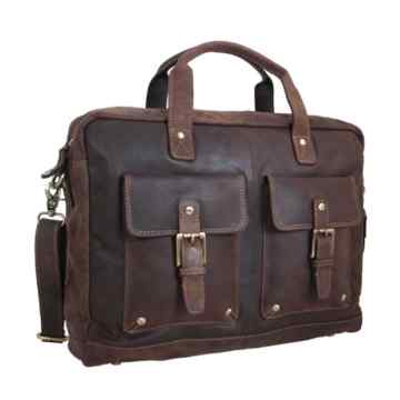 Vintage Aktentasche / Arbeitstasche aus geöltem Leder von Shalimar Modell: Forbes