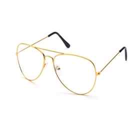 Vintage Pilotenbrille Metallrahmen Fensterglas Brille Ohne Stärke Durchsichtig Nerdbrille Sonnenbrille mit Nasenpad Retro Winddicht Sonne Brille Damen Herren