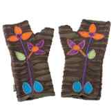 Vishes – alternative Bekleidung – bestickte Handstulpen aus Fleece mit Cutwork – Unikat