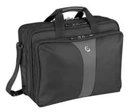 Wenger 600655 LEGACY 17″ Triple-Gusset Laptop Case , Airport friendly with iPad/Tablet / eReader Pocket in Black / Grey {21 Litres}