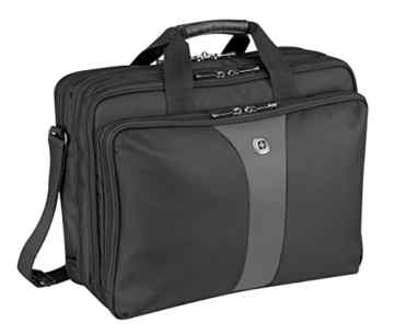 Wenger 600655 LEGACY 17″ Triple-Gusset Laptop Case , Airport friendly with iPad/Tablet / eReader Pocket in Black / Grey {21 Litres}